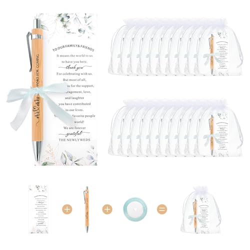 Wedding Favours for Guests 20 Set Thanks for Coming Ballpoint Pen with Card and Organza Bag Wedding Gifts for Guests Thank You Gift for Guests Wedding Party Favors Guest Return Gifts