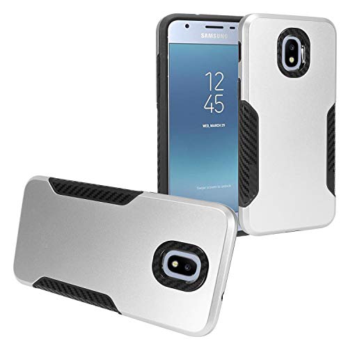 Z-GEN - Galaxy J3 2018 J3 Star/Achieve/Aura/Orbit, Sol3, Express Prime 3, Amp Prime 3, J3 V J3V 3rd Gen J337 - Hybrid Case for Samsung + Tempered Glass Screen Protector - CF1 Silver