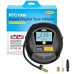 RING TYREINFLATE 1000 Rapid Digital Tyre Inflator Air Compressor With Three Adaptors - Measures in PSI, BAR & Kpa