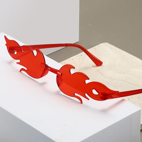 10Pcs Fire Flame Glasses Rimless Flame Fire Sunglasses for Mardi Gras St.patrick's Day Women Men Cosplay4