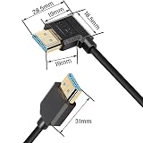 PNGKNYOCN Krótki kabel HDMI 2.1 8K o długości 0,3 m, 90 stopni, zakrzywiony, lewy kabel HDMI, HDMI męski na męski, obsługuje 8K przy 60 Hz, dynamiczny HDR, HDCP 2.2&2.3, eARC (lewy / 0,3 m)