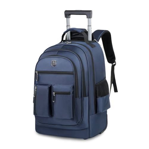 FANDARE Bolsa con Ruedas para Laptop se Adapta a portátiles de hasta 15.6 Pulgadas Mochila Portatil con Ruedas para Hombre Mochila de Trabajo Bolsa Roller para Viajes Negocios Viajes Azul