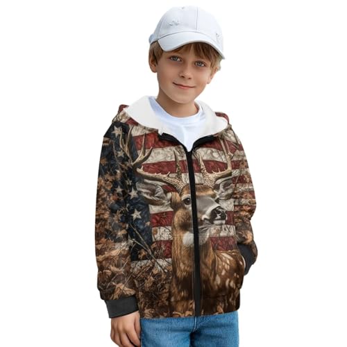 WELLFLYHOM Fleece Lined Zip Up Hoodies 6-16 Boys Sweatshirt Long Sleeve Graphic Kids Hoodie with Pocket Workout Sweater