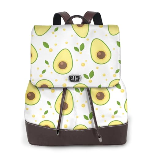 Half avocado yellow small lemon fruit Lightweight Daypack Bag Microfiber PU Leather Backpack for Travel Business Commute Gym