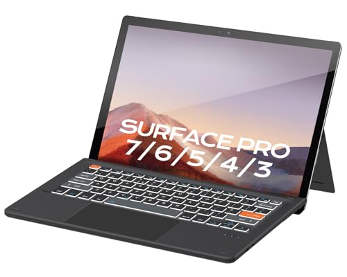 Doohoeek Bluetooth Keyboard for Surface Pro 7+/7/6/5/4/3 Wireless Type Cover with Touch Pad & Lighting Keys Compatible with Surface Pro Ultra-Slim UK Layout