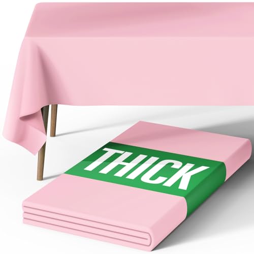 Image of Pureegg Rectangle Table Cloth 60 inch x 84 inch - Durable Polyester Tablecloth Offers Reusable & Washable Protection, Ideal for Outdoor Party, Picnic, Wedding, Banquet and Birthday, Pink