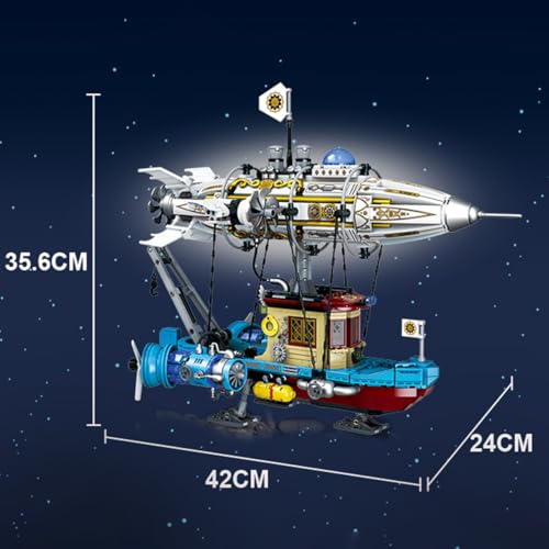 Spaceship Set Steampunk Airship Building Blocks Set(1256PCS)-Building Set Model Toys Gifts for Kid and Adult,Interesting Gifts for Spaceship and Warship Enthusiasts