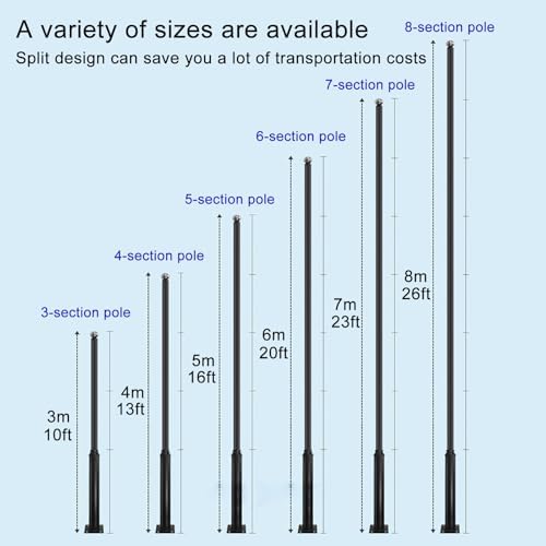 26 Ft Solar Street Light Pole, Heavy Duty Waterproof Metal Lamp Post for Outdoor Use, Ideal for Backyard, Parking Lot, Walkway, Camera, Garden & Park Lighting