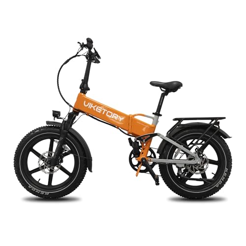 E-W EWHEEL Viketory Vélo électrique Fatbike Brave pliable 20" Moteur arrière 250 W Batterie 48 V 720 Wh Suspension complète Design compact et confortable Orange et gris