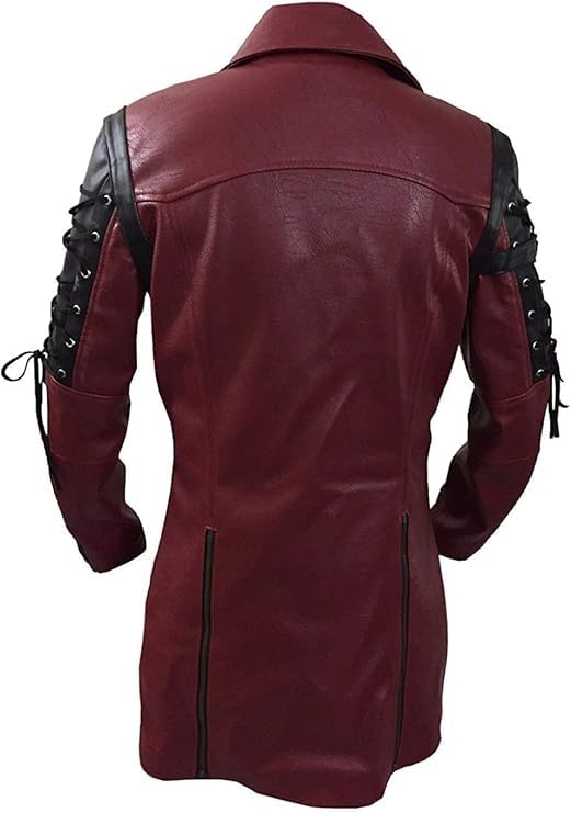 Mens Sexy RED & Black Real & Faux Leather Coat Goth Matrix Trench Coat Steampunk Gothic Leather Coats2