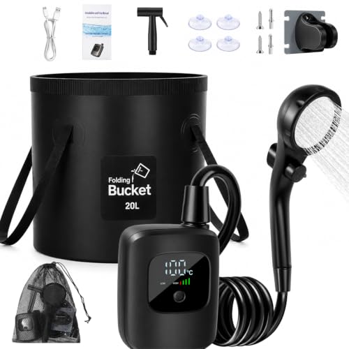 Ducha portátil para camping, ducha recargable para camping, larga duración miniatura 1