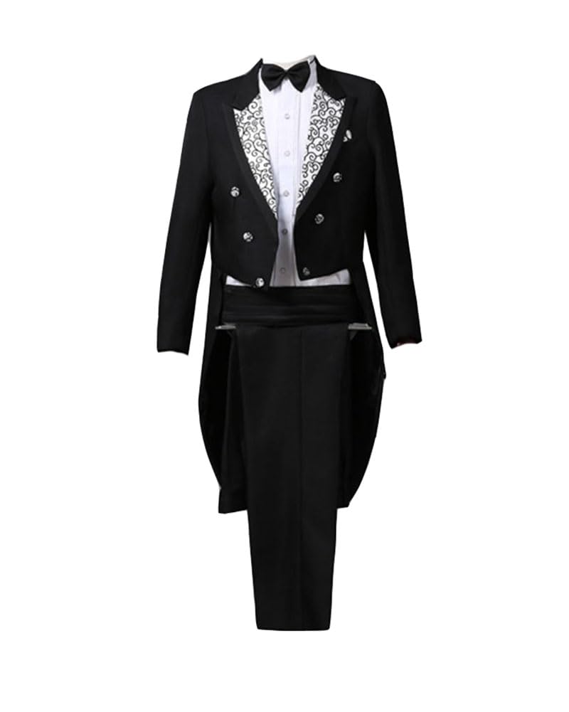 Uomo Formale Smoking Frac Vestito Aderente Costume Spettacolo palcoscenico di magia Pantaloni Blazer Cosplay Pantaloni Abito Vittoriano di Halloween