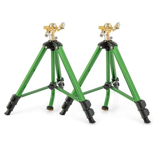 Toolsempire 2 Pack Tripod Sprinklers, Heavy Duty Lawn Sprinkler with Rainbird, 360-Degree Large Area Coverage & Extension Legs, Water Sprinklers for Yard, Garden & Lawn (36")