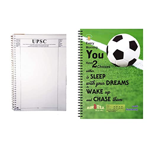 Image of amblitz Upsc Blank Practice Answer Sheet & Unruled Spiral Notebook, 200 Pages