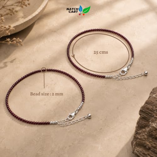 Image of Raw Pyrite, Money Magnet, Dhanyog, Garnet, Black Obsidian Evil Eye Anklet | Stone of Money, Protection & Power | Natural Healing Crystal Anklet for Women | Spiritual Jewellery for Women | Gift for Woman & Girlfriend