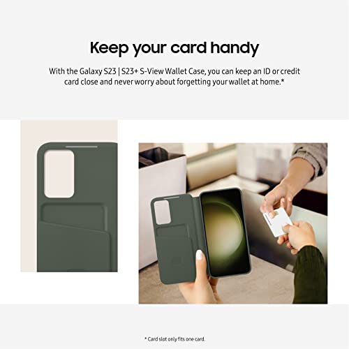 Image of SAMSUNG Galaxy S23+ S-View Wallet Phone Case, Protective Cover w /Card Holder Slot, Finger Tap Clear Window, US Version, EF-ZS916CUEGUS, Cream
