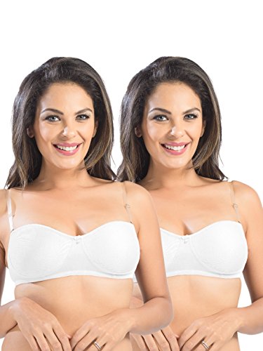 Image of SONARI Ell 18 Womens T-Shirt Bra | Double Layered, Adjustable and Removable Bra Straps, Hook and Eye Closure, Non-Wired, Soft Cotton Spandex Material (Free Transparent Straps)
