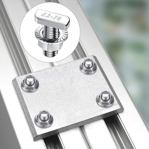 10 Stück Hammerkopfschrauben Set, T Schrauben mit Sperrzahnmuttern M8 x 20 mm Edelstahl A2-70 Flanschmuttern M8, Gewächshäuser Aluminiumprofile, Wetterfest korrosionsbeständig