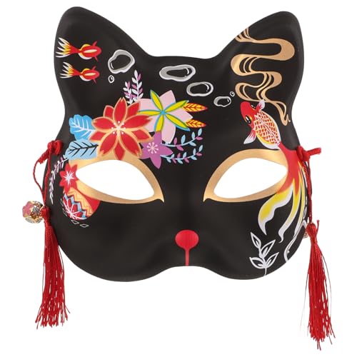 Masque de chat japonais kitsune en papier fait main pour bal masqué