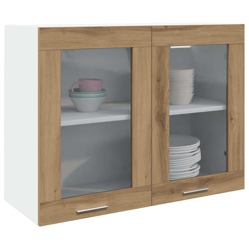 Lyon - Armario colgante de madera duradera de 80 x 31 x 60 cm, almacenamiento de pared elegante para cocina, amplio espacio, diseño artesanal, construcción estable y resistente