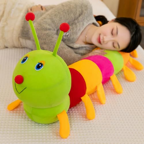 Bunte Raupe Kuscheltier, 50-230 cm Plüschtier Raupe, Raupenkissen, Raupe Stofftier, Regenbogen Raupe Weiches langes Wurfkissen Plüsch Raupenplüschkissen, Kinder Plüschpuppen (50 cm,Regenbogen)