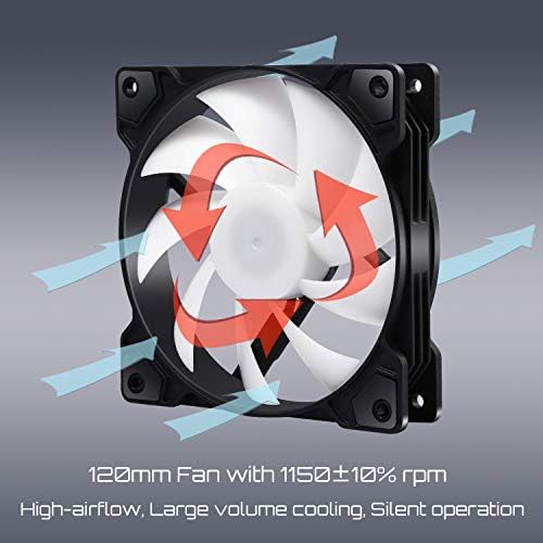upHere 120mm 3PIN Case Fan With Red LED Effect,High Airflow Quiet Case Fan for PC Cases, CPU Coolers, and Radiators,SR12-RD3-3