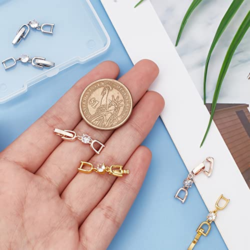 Beebeecraft 6Pcs 3 Colors Bracelet Extender Clasp Gold Plated Crystal Rhinestone Foldover Extension Clasps For Bracelet Necklace And Jewelry Making #TOP2