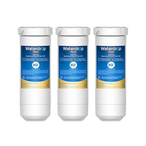 Waterdrop Plus XWF Replacement for GE® XWF, WR17X30702 Refrigerator Water Filter, NSF/ANSI 401&53&42&372 Certified, Reduces RFAS, 3-Pack (Not XWFE)