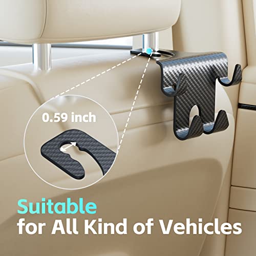 TICARVE Car Seat Hooks 2 Pack Auto Headrest Hooks for Car Back Seat Hooks Hanger Organizer Fit Universal Vehicle, 2 in 1 Car Hooks for Hanging Purses, Bags and Coats