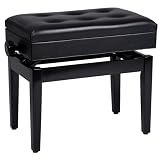 SONGMICS Klavierhocker höhenverstellbar, mit verstecktem Stauraum, Klavierbank, Hocker gepolstert, Sitzhocker, Sitzbank, 56,2 x 34 x (47-55) cm, schwarz LPB57H