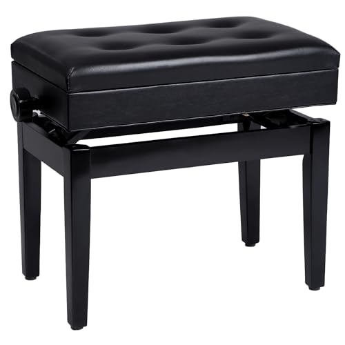 SONGMICS Klavierhocker höhenverstellbar, mit verstecktem Stauraum,...