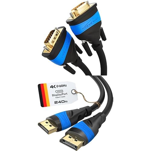KabelDirekt 10m VGA Kabel 15 - polig (Full HD 3D 1080p) - TOP Series 10m DisplayPort zu 1,2v DisplayPort Kabel/Auflösung bis 3840Ã—2400 / HDCP/OFC Kupfe
