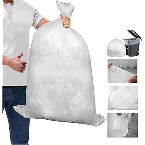 50 Large Strong Clear Bin Bags Plastic Polythene Bin Liners - Size 18 x 29 x 39 " - Trash Rubbish Recycling Waste Refuse Dustbin Bags Sacks - 140 GAUGE Cover