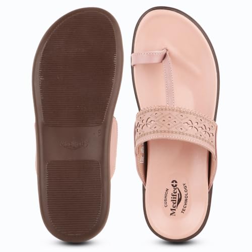 Image of Medifeet Women's Orthopedic Toe-Ring Sandals | Soft Cushioned Slip-On Comfort Slippers | Anti-Skid, Arch Support