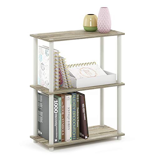 Image of Furinno TURN-N-TUBE Storage Shelves, 3-Tier Book Shelf, Corner Shelf, Toolless Open Shelves, for Organization and Storage, Living Room, Garage, Home Office, Sonoma Oak