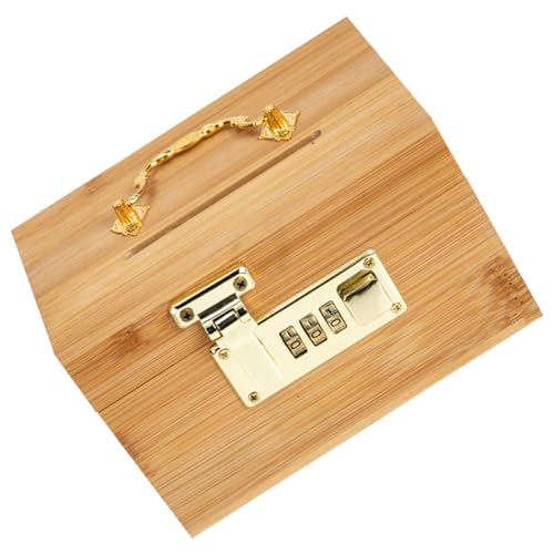 Hemobllo Caja de Madera Vintage Tipo Cofre con Cerradura Resistente y Espaciosa para Joyas Monedas y Juguetes Infantil o Decoración Temática