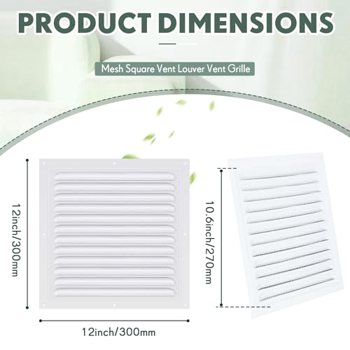 1 Pcs 12 x 12 Inch Aluminum Gable Vents Attic Vents Metal Gable Wall Shed Vent with Screw and Screen Mesh, Square Return Louver Grille for Ventilation Exterior Door House Attic Garage Ceiling by Yaocom - Image 2