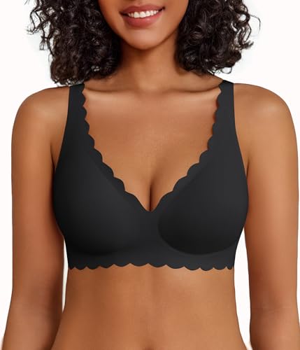 Avidlove Wireless Bra Womens Plunge V Neck Seamless Bras Full Coverage Everyday Bra