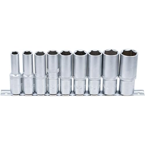 BGS 2223 | Steckschlüssel-Einsatz-Satz Sechskant, tief | 9-tlg. | 12,5 mm (1/2") | SW 10 - 24 mm | CV-Stahl