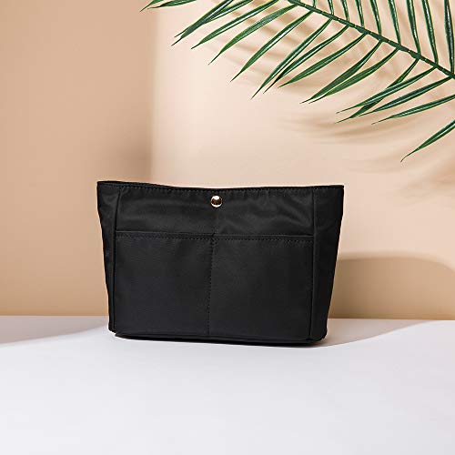 Yonben】Storage Bag Lightweight Large Capacity Eco-Friendly Cotton Canvas Bag Inner Bag Handbag Organizer (Black-Nylon, S) #TOP6