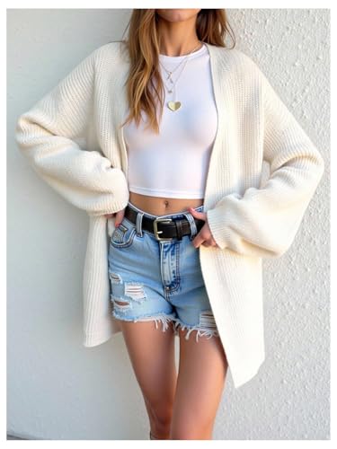 SHENHE Girl's Open Front Cardigan Long Sleeve Drop Shoulder Loose Knitted Sweater Coat3