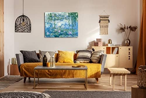 Wieco Art - Water Lilies by Claude Monet Oil Paintings Flowers Reproduction Giclee Canvas Prints Modern Landscape Artwork Picture Printed on Canvas Wall Art for Home Office Decorations