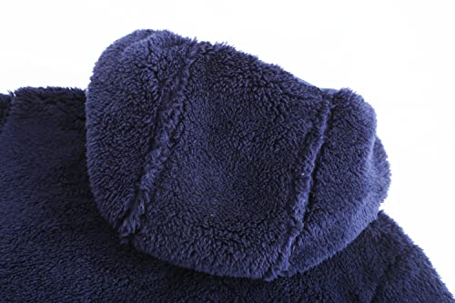 Girl's Soft Fleece Sherpa Jacket Full Zip Hoodie (Navy, X-Small) #TOP7