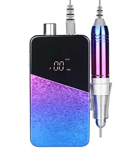 Electric Nail Drill Machine,Lumcrissy Professional Colorful Rechargeable 35000 rpm Nail Drill Portable E-File with Battery,Portable Electric Acrylic Nail Tools,Polishing,Nail Removing (Rainbow)