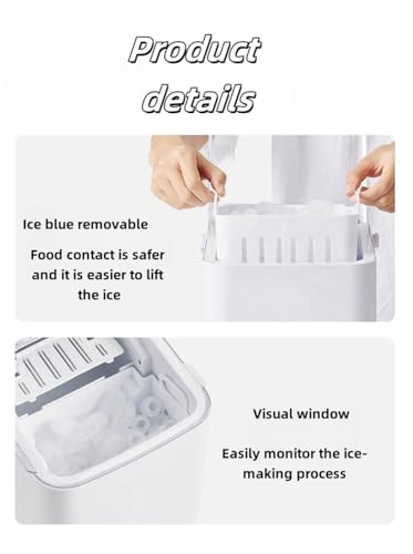 Máquina multifuncional para hielo pequeña, fabricadora de hielo inteligente de mostrador, 26,5 lb/24 h, con cuchara y canasta para hielo, ideal para hogar, cocina, bar y camping miniatura 7
