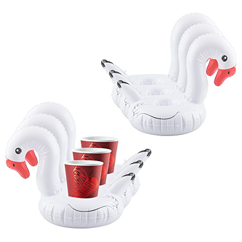 Fasmov Floating Swan Drink Holders Float Inflatable Pool Party Drink Holder for Adults Children Outdoor Swimming Pool Party, 6 Pack