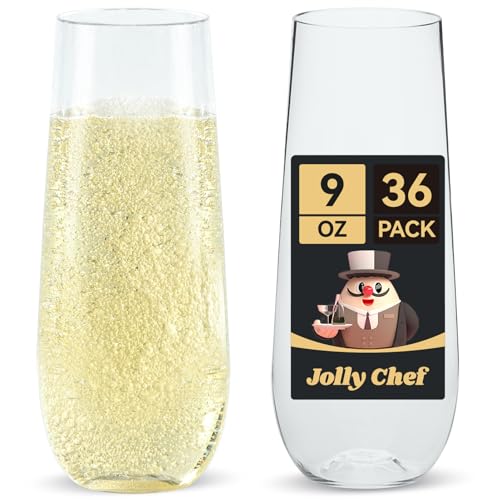 JOLLY CHEF 36 Pack Clear Plastic Flutes