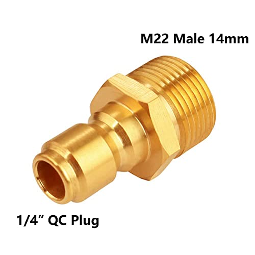 Image of Pressure Washer Adapter 1 /4 Inch Plug Metric M22 Male 14mm Fitting 5000 PSI (Pack of 2)