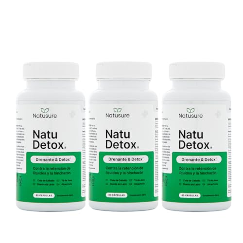 NATUSURE - NatuDetox Pack x 3 - Drenante Retención de Líquidos, Disminuye Hinchazón, Diurético...