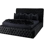 Atomic Sleep Crushed velvet Park Lane Ambassador Bed Frame - Mattress/Gas Lift Optional - UK Made (Black Crush, Double 4ft6 with bed frame and slats only)